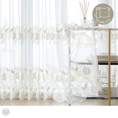 刺繍レースカーテン 可憐かつゴージャスな印象のゴールド刺繍レースカーテン ＜レヴェル ゴールド＞