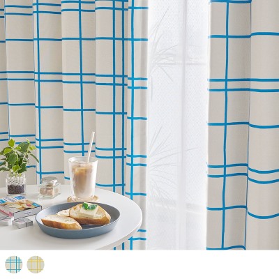 1・2級遮光カーテン 気分が上がるミルクカラーがかわいい、チェック柄のニュートロポップカーテン <マッピング>
