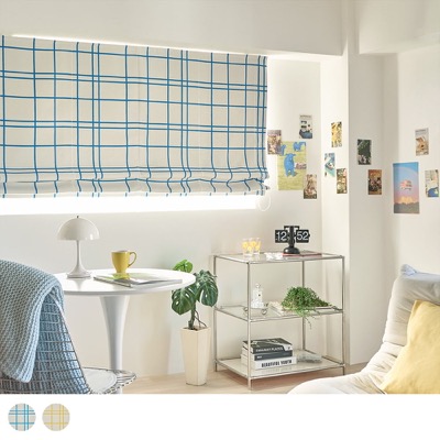 チェック柄の韓国風ニュートロポップシェードカーテン ＜マッピング シェード＞