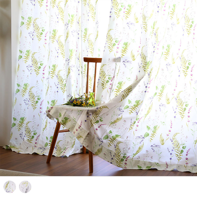 花柄 カーテン 窓辺をナチュラルに そしてエレガントに彩ってくれるボタニカルフラワー ピアンタ 1cm刻みのカーテン パーフェクトスペースカーテン館