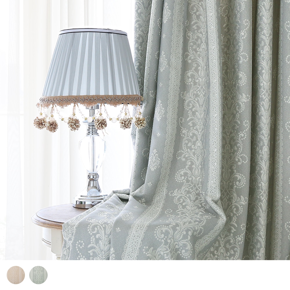 遮光裏地付き ジャカードカーテン ストライプ状の繊細なレースモチーフが上品なカーテン シャンティ 1cm刻みのカーテン パーフェクトスペースカーテン館