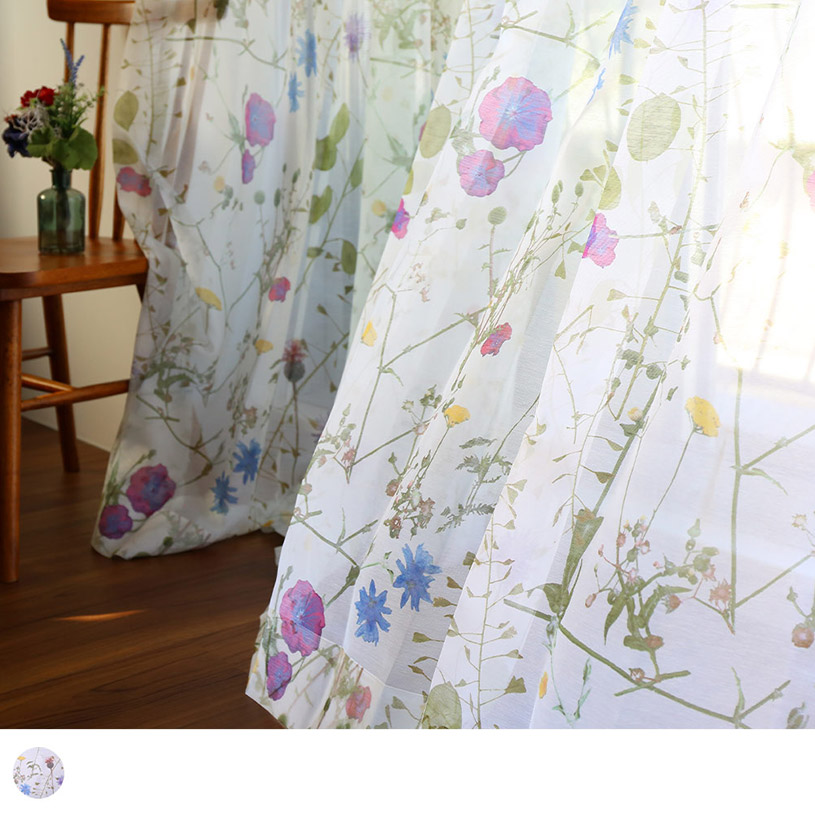 花柄 レースカーテン 幻想的な美しさのフローラルカーテンでくつろぎ空間をいろどって～ザハラ～ 1cm刻みのカーテン  パーフェクトスペースカーテン館