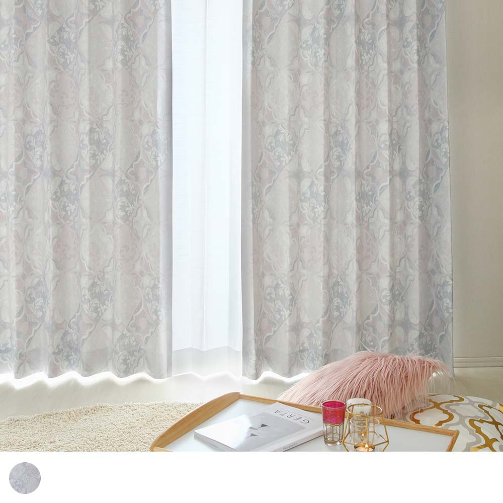 モロッカン 遮光カーテン 柔らかなタッチのタイル模様でマラケシュを表現したオリジナルカーテン ＜マラケシュタイル ピンク＞/ 代引き不可 |  1cm刻みのカーテン | パーフェクトスペースカーテン館