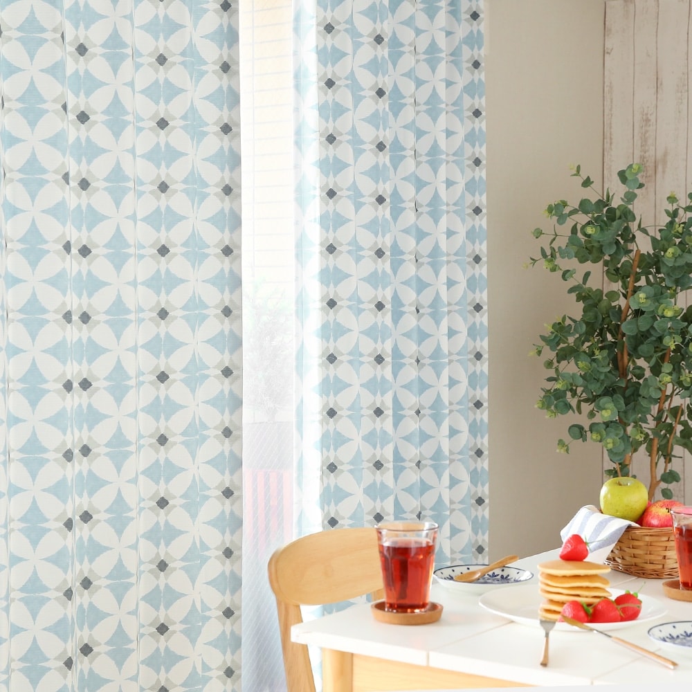 北欧 遮光カーテン ノルディックなキッチンタイルのようなモザイクデザイン ケイッティオ 代引き不可 1cm刻みのカーテン パーフェクトスペースカーテン館