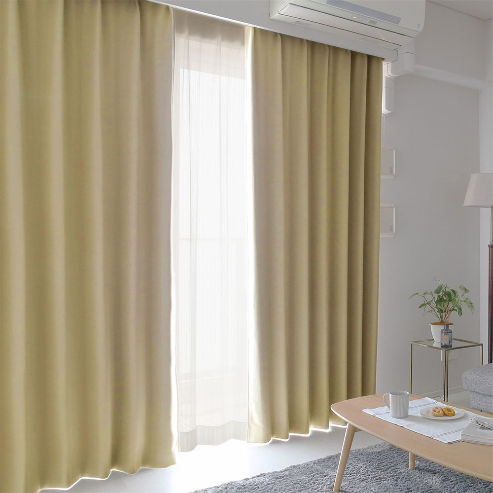 パーフェクトスペース　アイボリー　新品　未使用　ドレープ　カーテン Eco de Happiness 【1級遮光】 (アイボリー) 100cm×184cm 幅50×2枚組