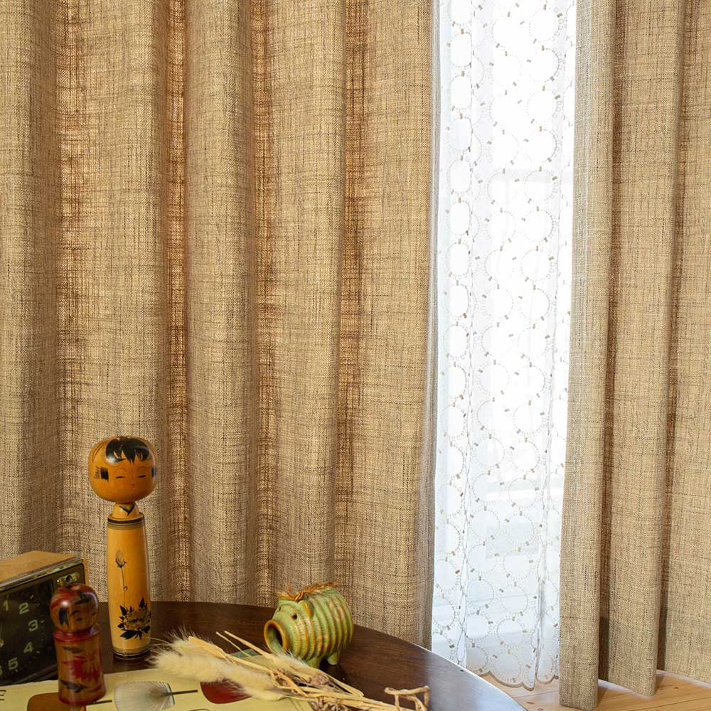 レトロ カーテン 手織りのような素朴さが、昭和レトロなぬくもり溢れる