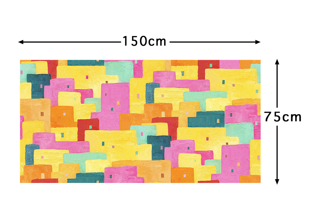 【柄の大きさ】タテ：75cm、ヨコ：150cm