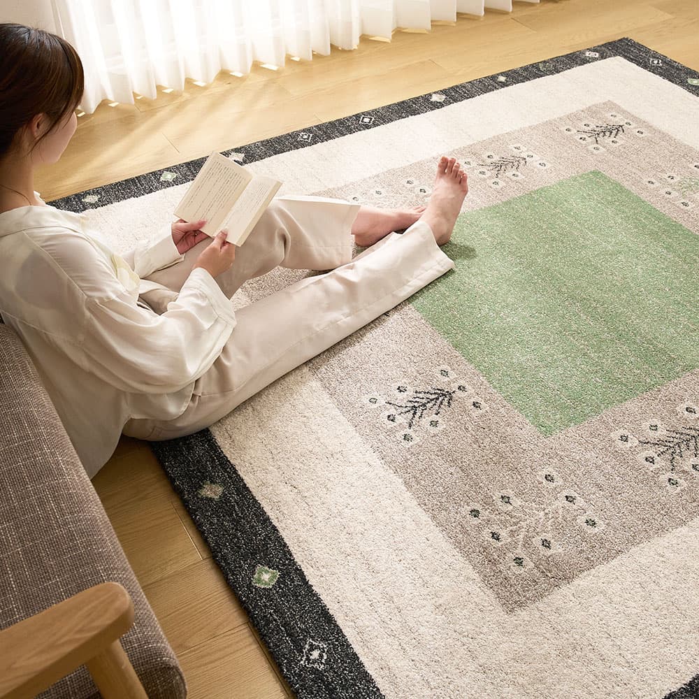 カーペット 絨毯 約200×200cm ベージュ ホットカーペット対応 床暖房