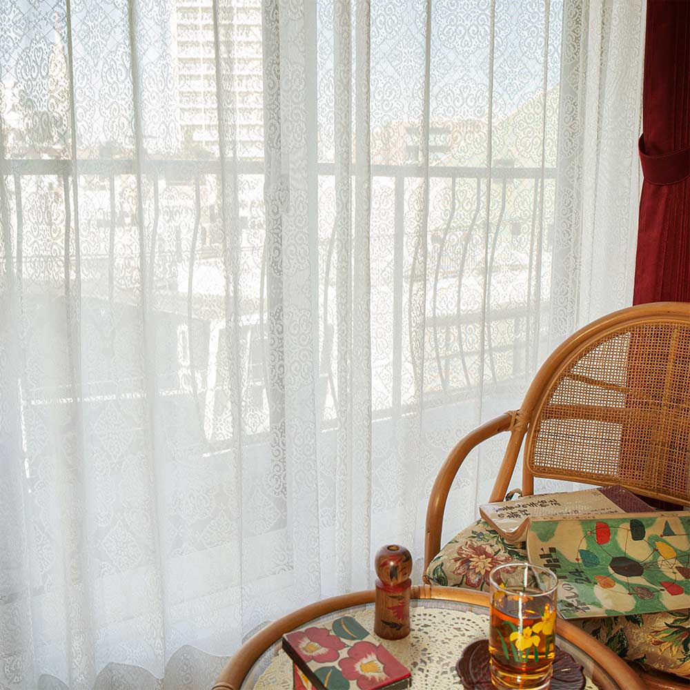 レトロ レースカーテン アンティークな雰囲気が、昭和レトロの部屋を豪華に彩ります ＜キャナル ホワイト＞ 1cm刻みのカーテン  パーフェクトスペースカーテン館