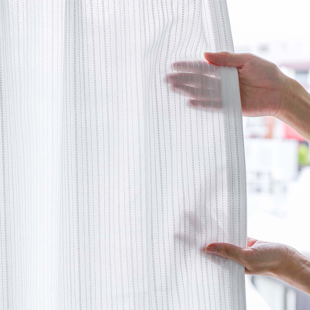 レースカーテン 2枚組 遮像 採光率39.7％ UVカット率88.2％ 洗濯可 防炎 ホワイト オーダー オーダーカーテン 