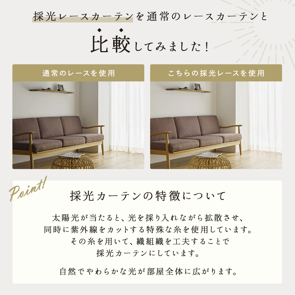 自然光に包まれる暮らしを 麻調の風合いが心地よい採光レース