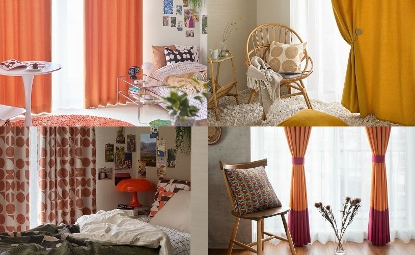 おしゃれなオレンジカーテン