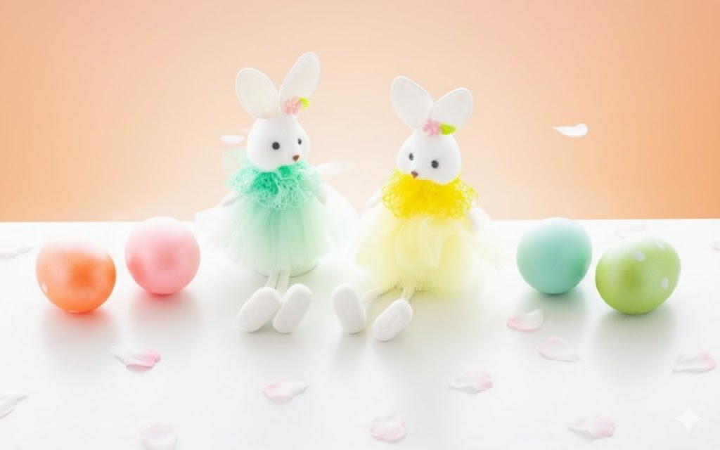 仲良く座るうさぎ