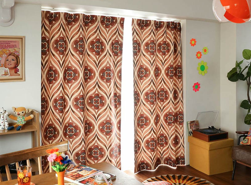 昭和の時代へタイムトリップ♪ざっくり織地のカーテン ＜シネマ＞