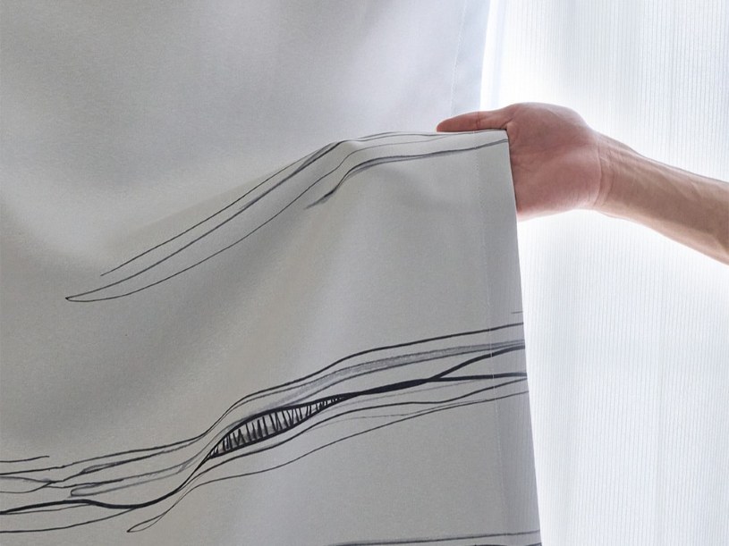 韓国風モダンインテリアに似合うモノトーンアートカーテン