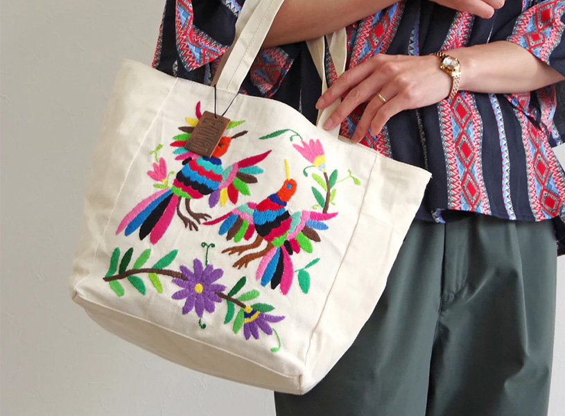 メキシコのトートバッグ刺繡