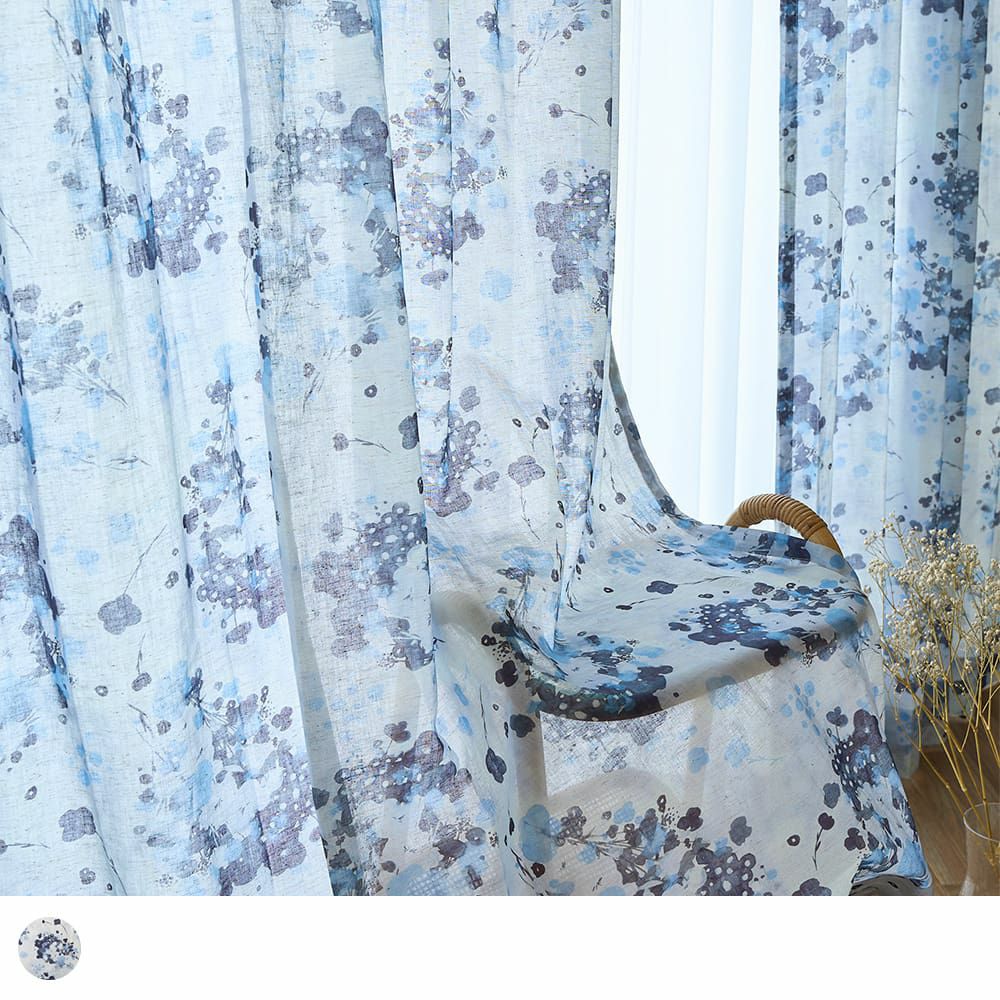 道端で見つけたお花をブーケにして、、お花のカーテン～la petit bonheur　ルプティボヌール～/すっきりシンプルスタイル　ヒダなし（フラット）